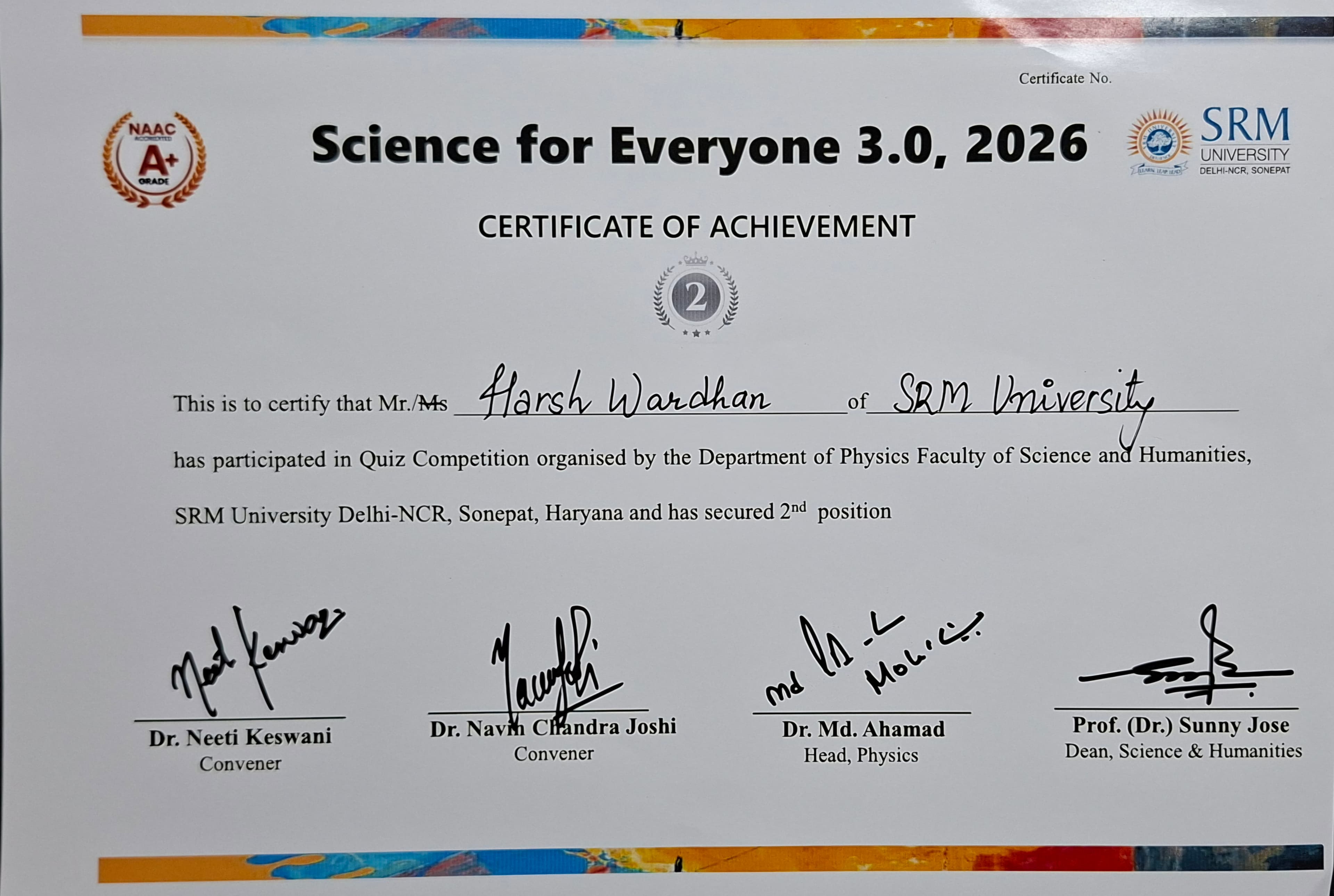 2rd place - Quiz Competition