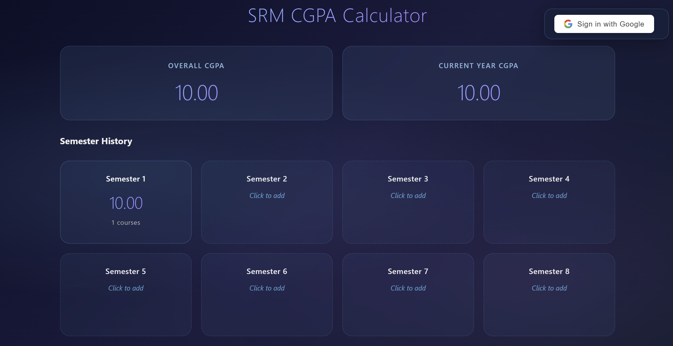 SRM CGPA Calculator
